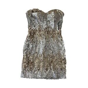 Social Couture Womens M Tube Sequin Glitter Bodycon Party Strapless Mini Dress